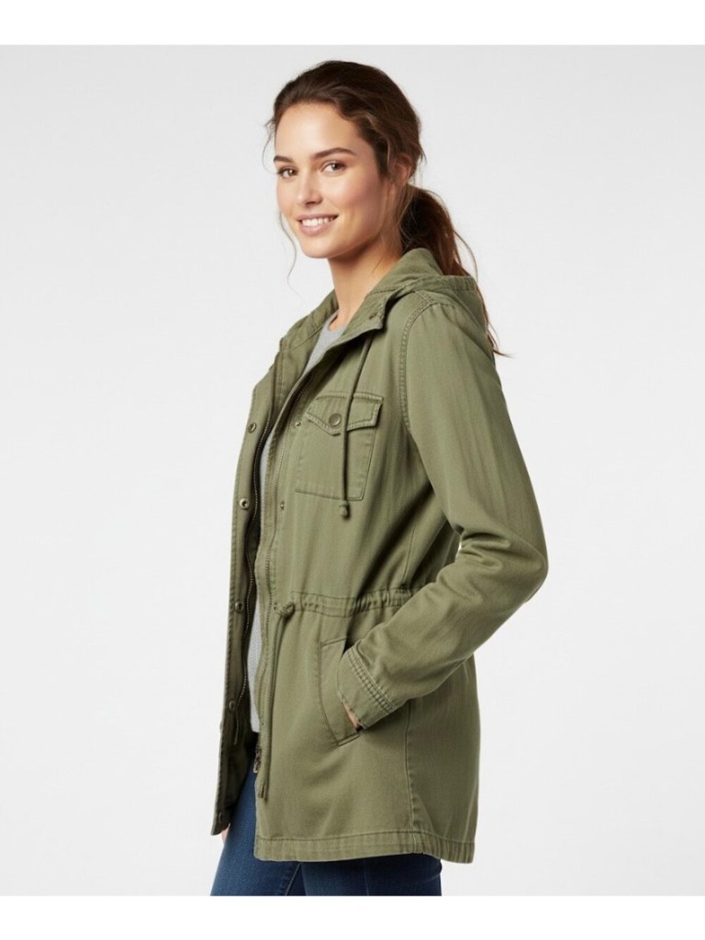 Vintage Y2K American Eagle Olive Edgy Utility Jacket S | Gorpcore Boho Military - Picture 4 of 11